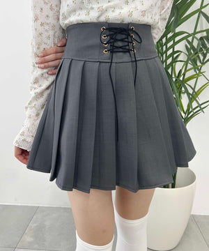 レースアッププリーツスカート