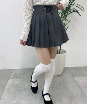 レースアッププリーツスカート
