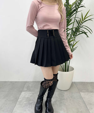 レースアッププリーツスカート