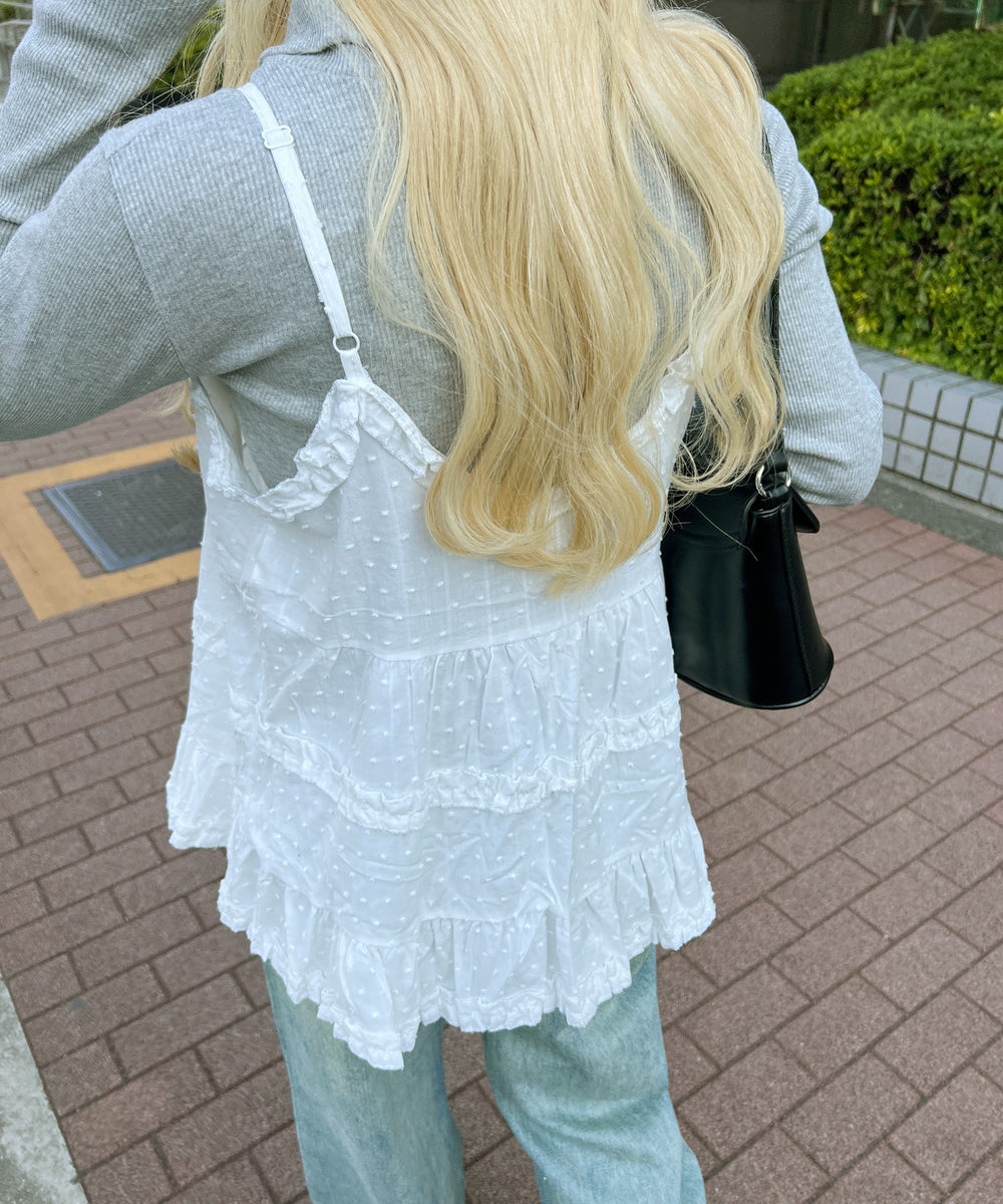 コットンレースフリルキャミ