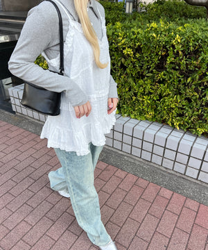 コットンレースフリルキャミ