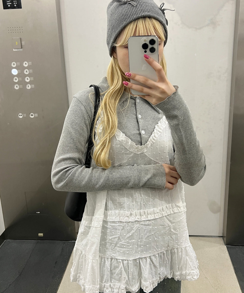 コットンレースフリルキャミ