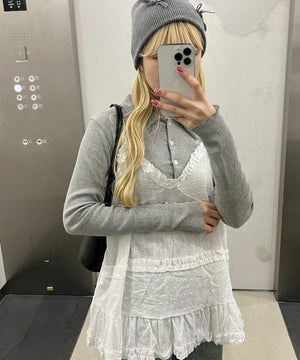 コットンレースフリルキャミ