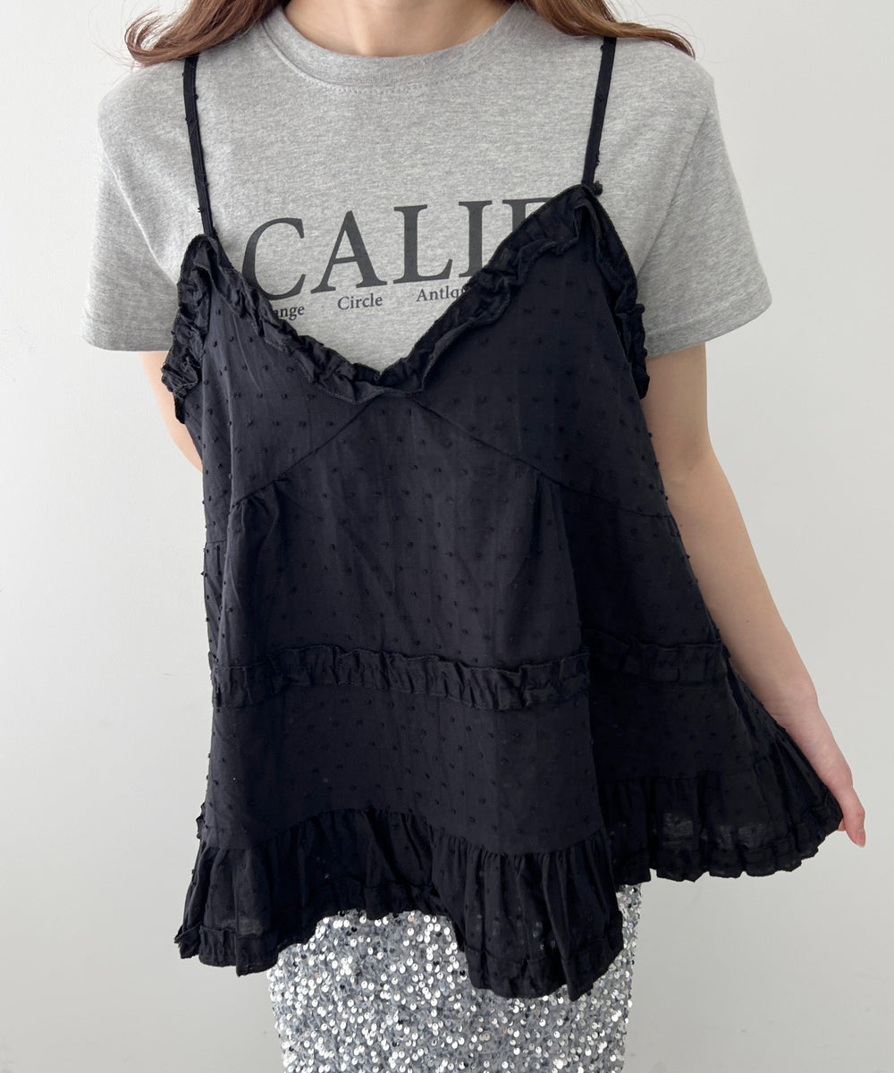 コットンレースフリルキャミ