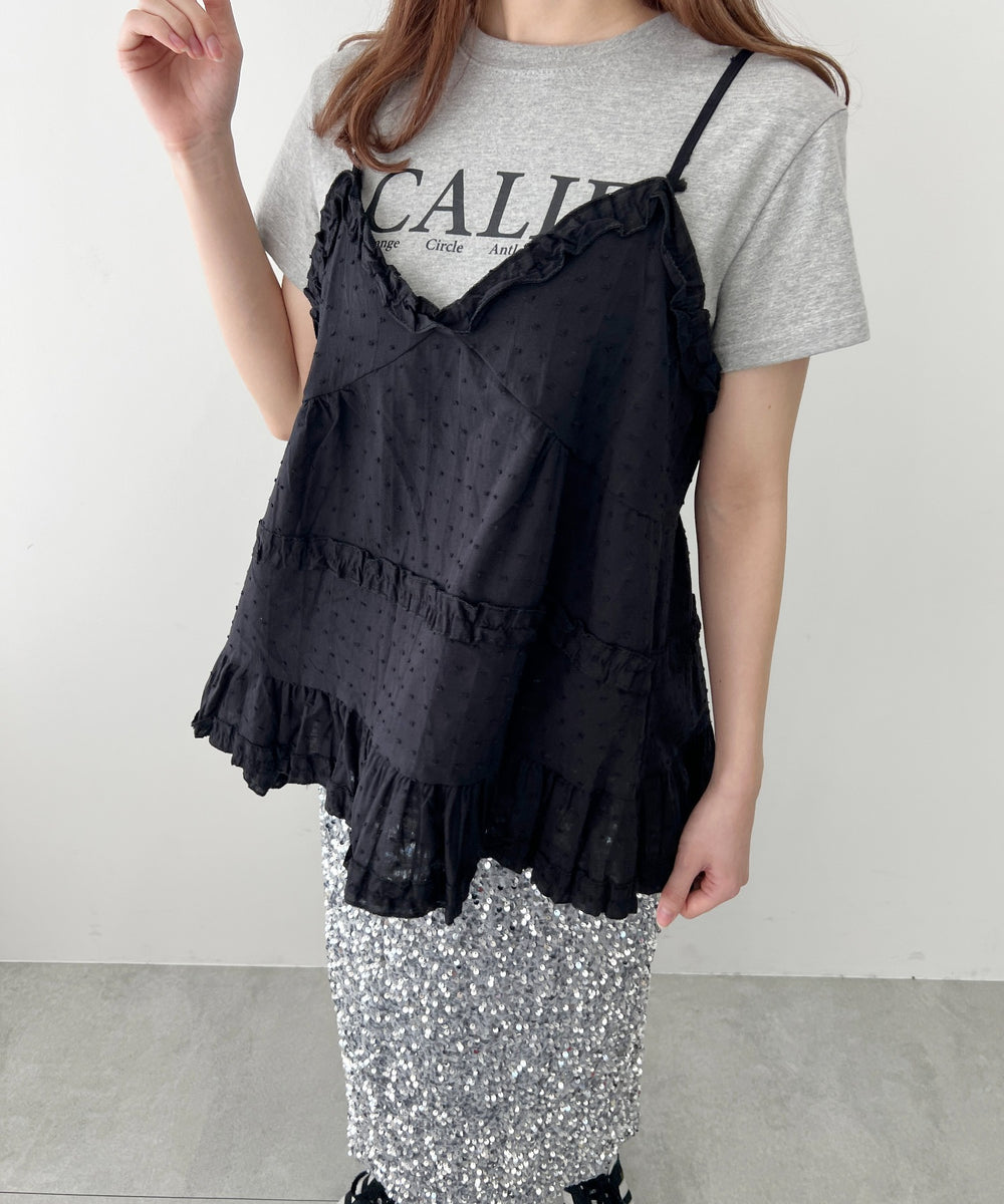 コットンレースフリルキャミ