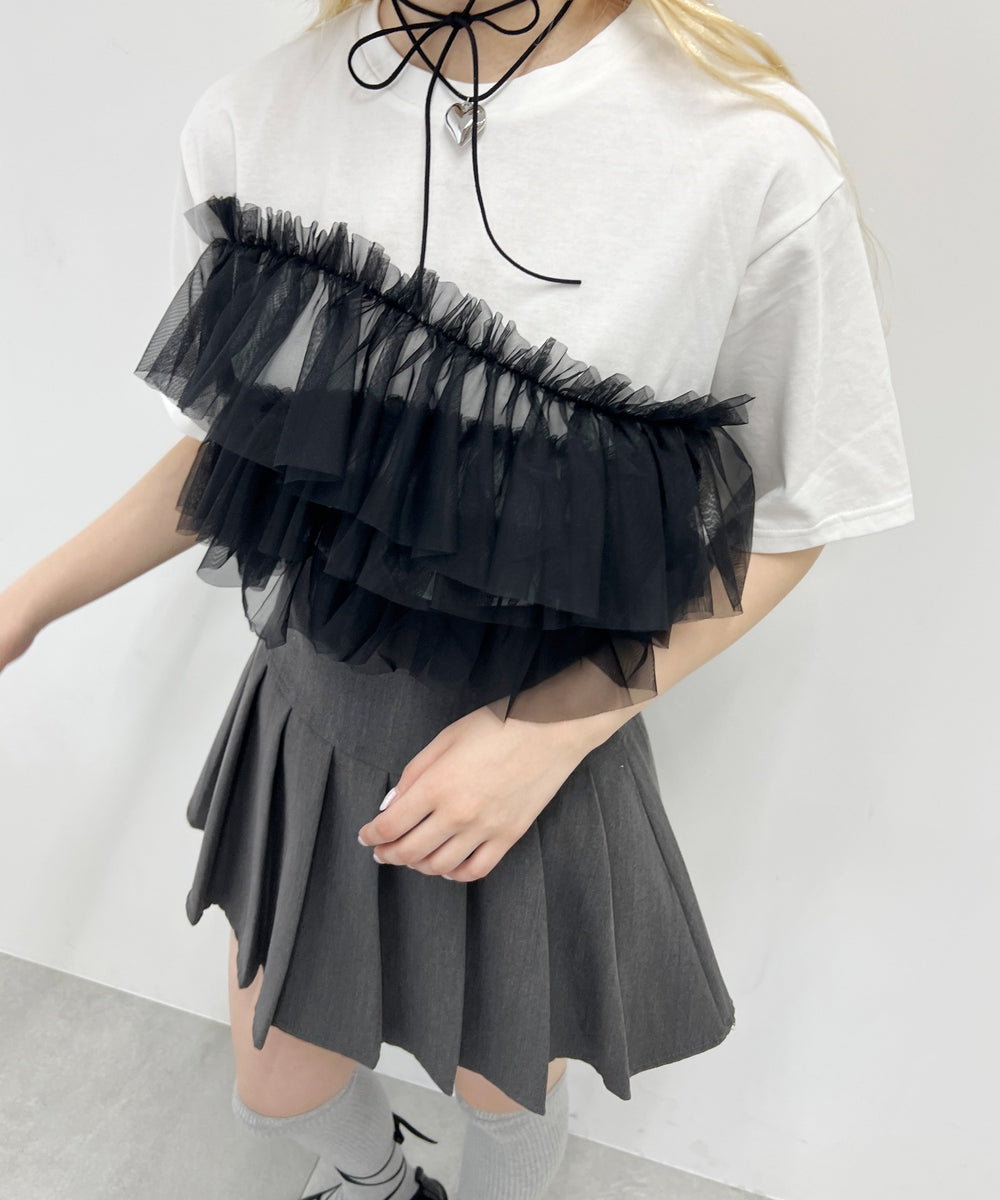 チュールフリルドッキングTシャツ