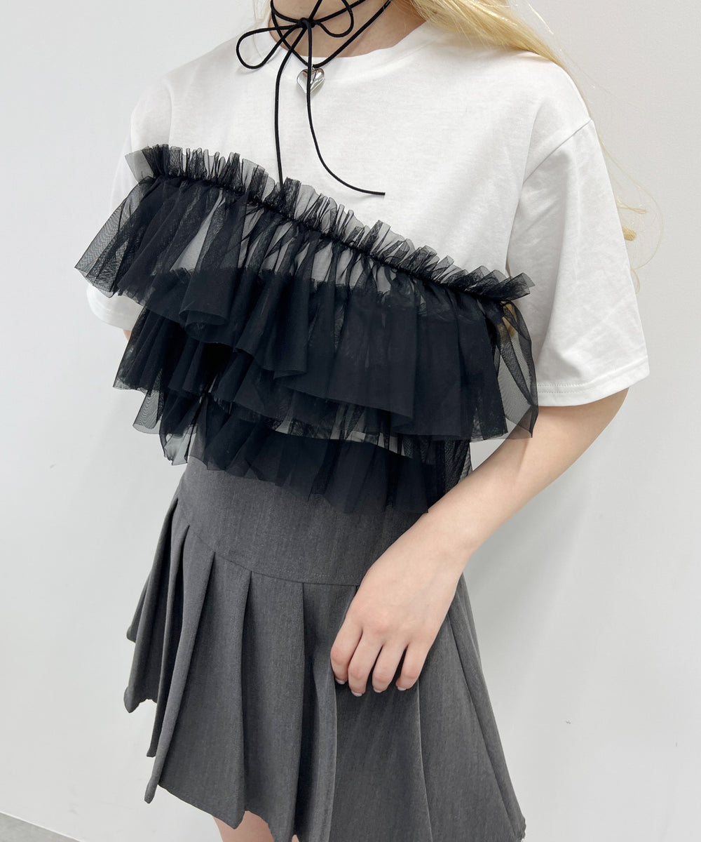 チュールフリルドッキングTシャツ