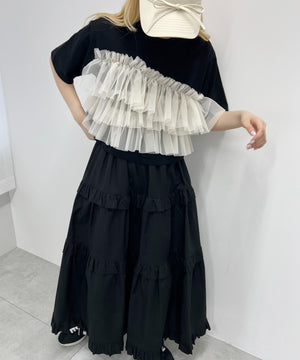 チュールフリルドッキングTシャツ