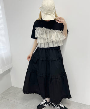 チュールフリルドッキングTシャツ