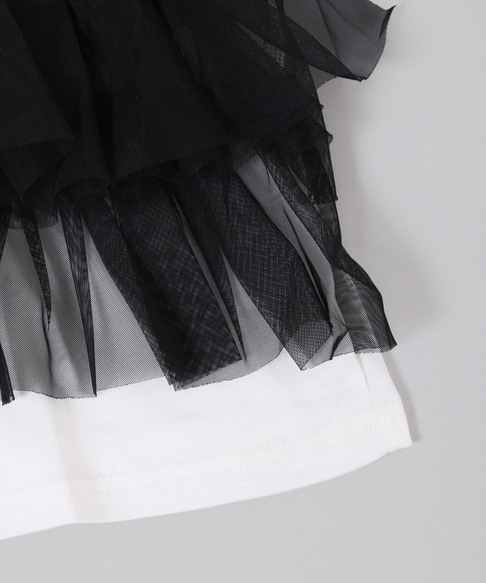 チュールフリルドッキングTシャツ