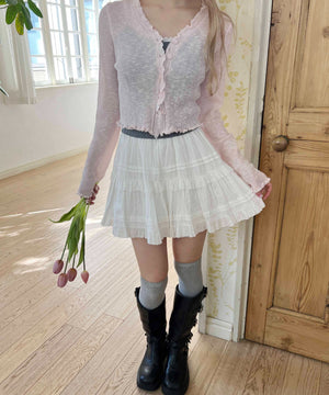 コットンレースティアードミニスカート
