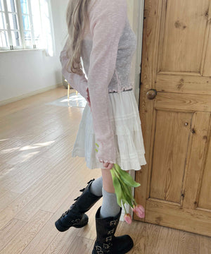 コットンレースティアードミニスカート