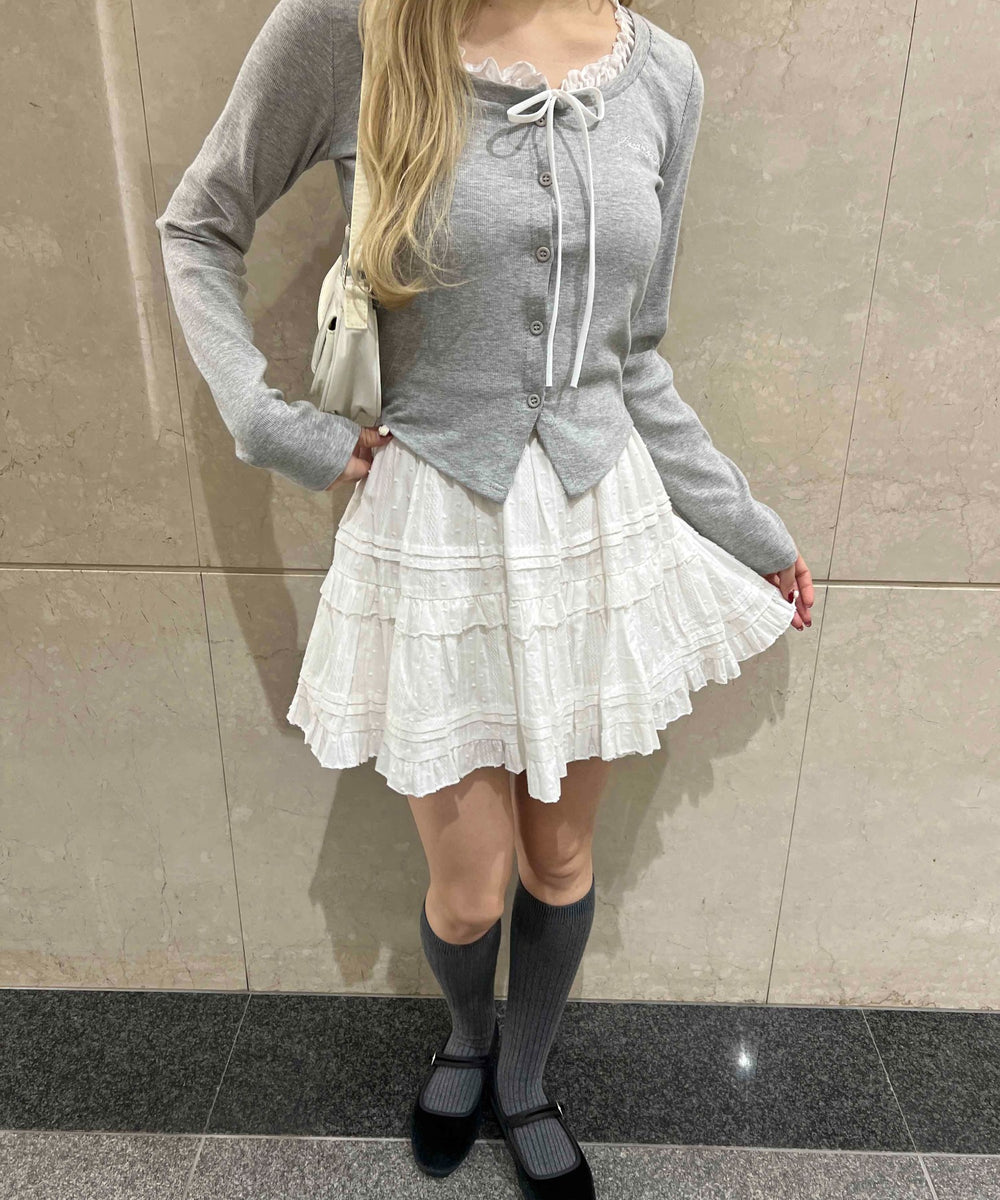 コットンレースティアードミニスカート