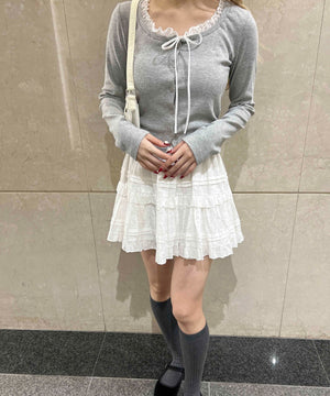 コットンレースティアードミニスカート