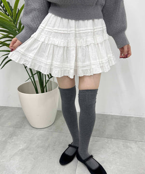 コットンレースティアードミニスカート