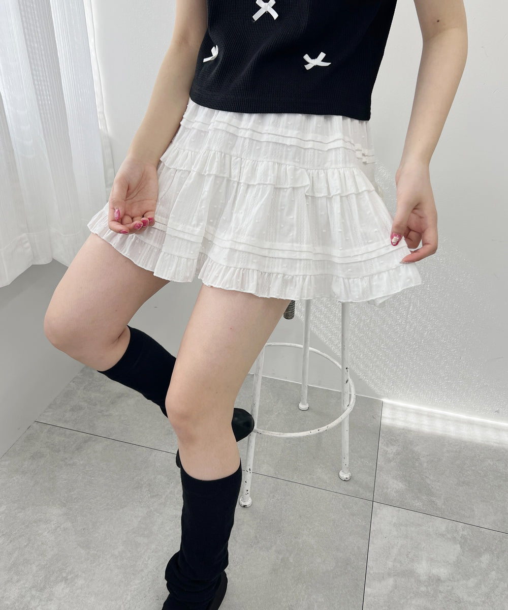 コットンレースティアードミニスカート