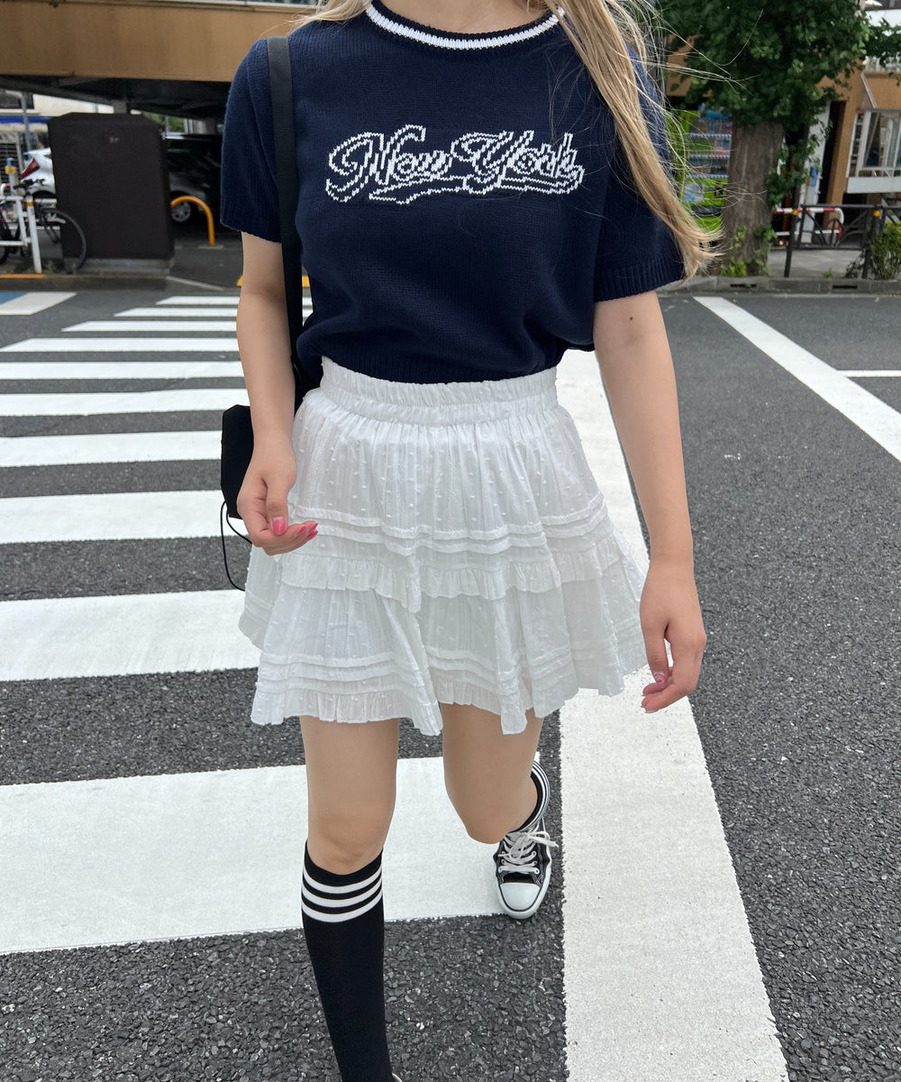 コットンレースティアードミニスカート