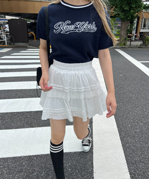 コットンレースティアードミニスカート