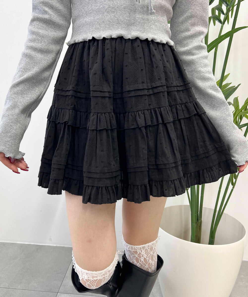 コットンレースティアードミニスカート