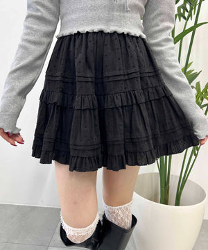 コットンレースティアードミニスカート