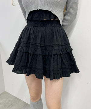 コットンレースティアードミニスカート