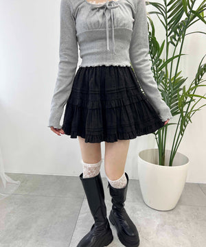 コットンレースティアードミニスカート