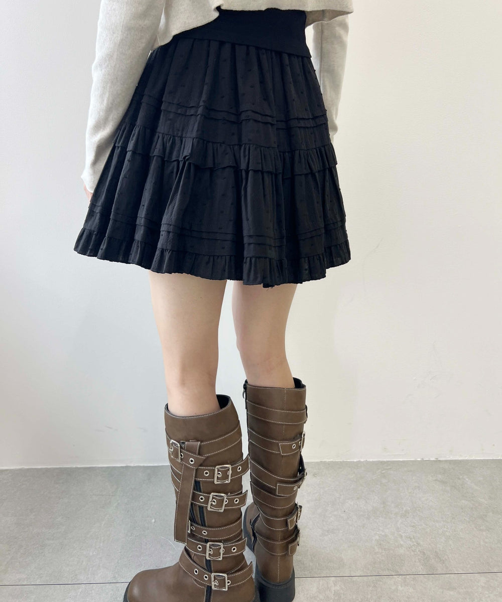 コットンレースティアードミニスカート