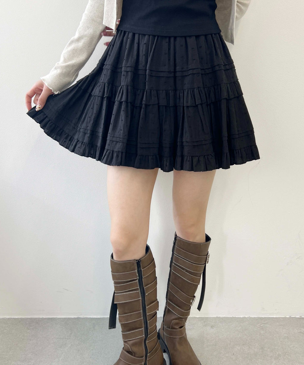 コットンレースティアードミニスカート