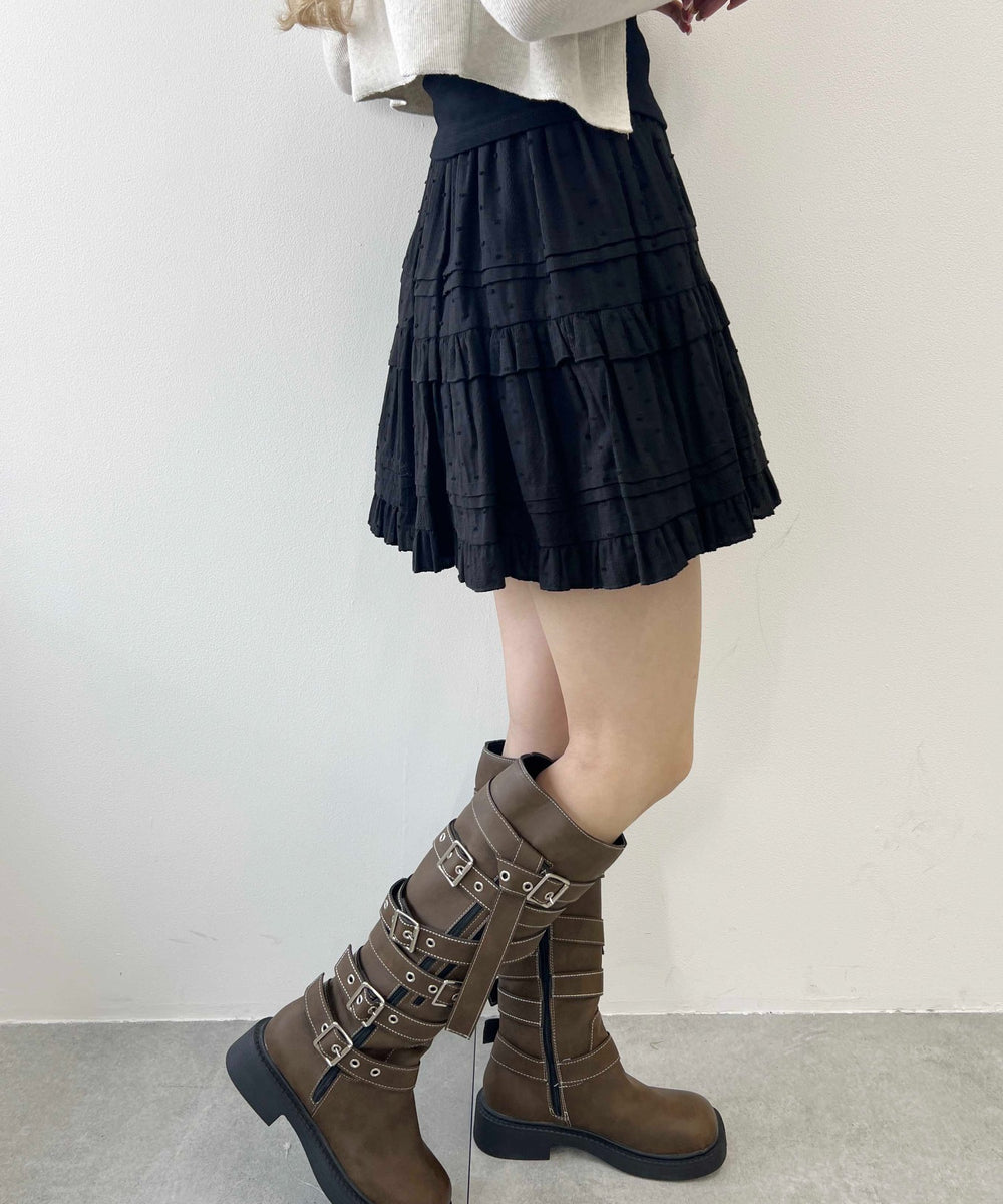 コットンレースティアードミニスカート