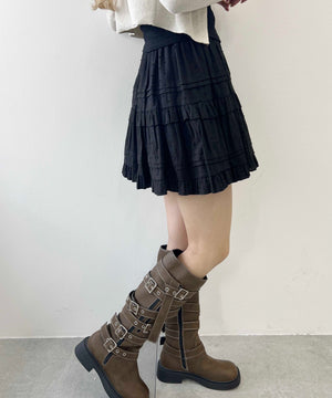 コットンレースティアードミニスカート