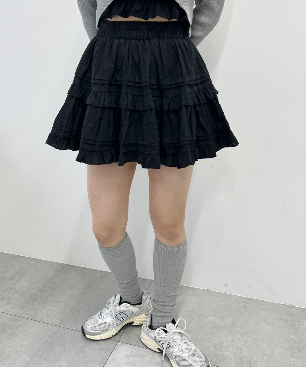 コットンレースティアードミニスカート