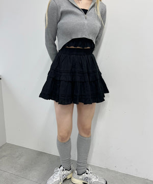 コットンレースティアードミニスカート
