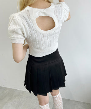 バックオープンリボンケーブルニット