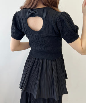 バックオープンリボンケーブルニット