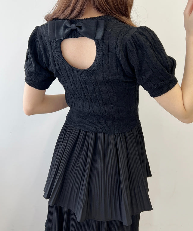 バックオープンリボンケーブルニット