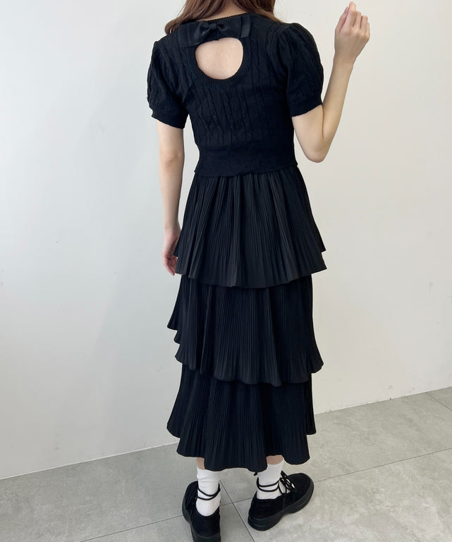 バックオープンリボンケーブルニット