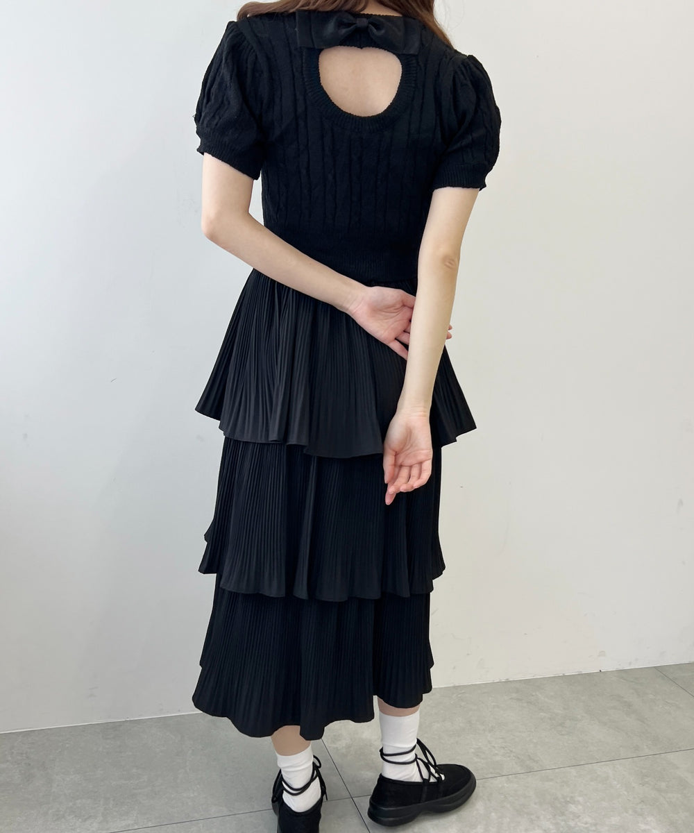 バックオープンリボンケーブルニット