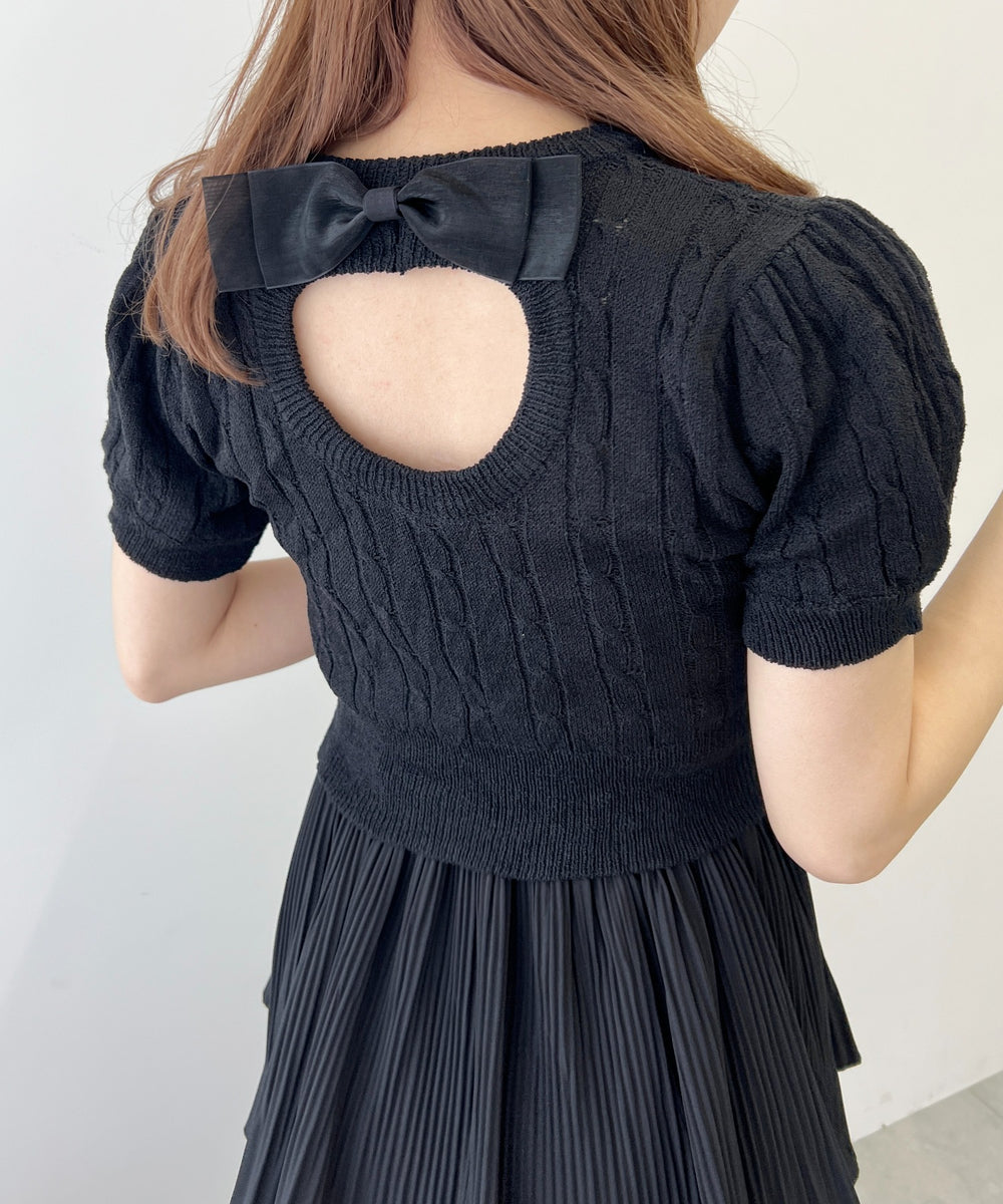 バックオープンリボンケーブルニット
