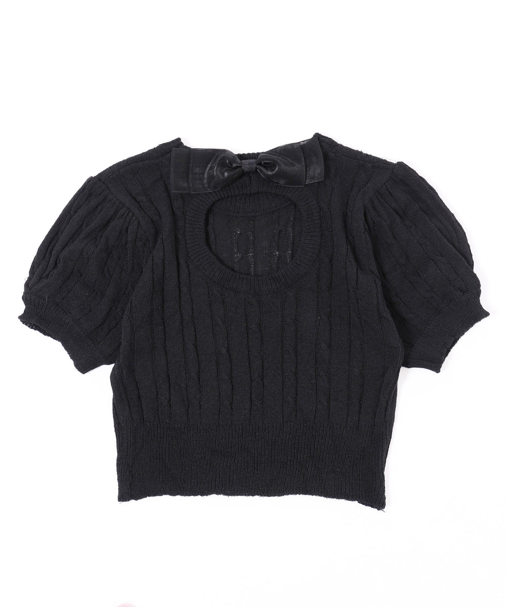 バックオープンリボンケーブルニット