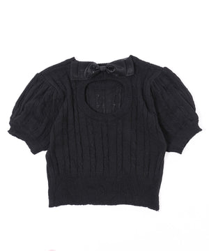 バックオープンリボンケーブルニット