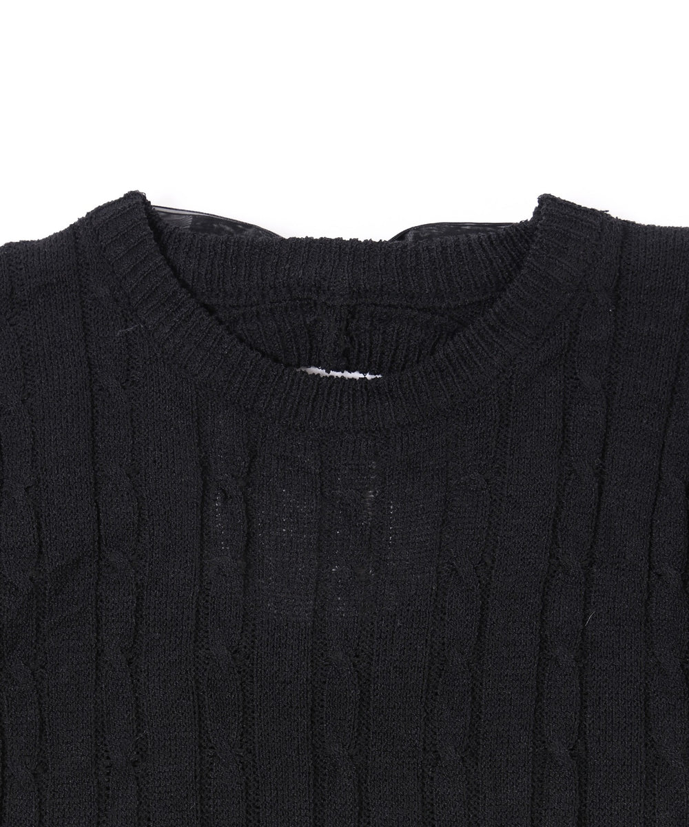 バックオープンリボンケーブルニット