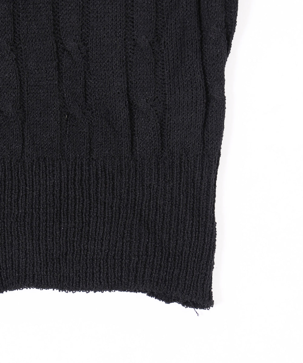 バックオープンリボンケーブルニット