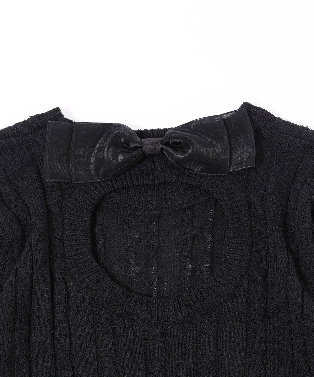 バックオープンリボンケーブルニット