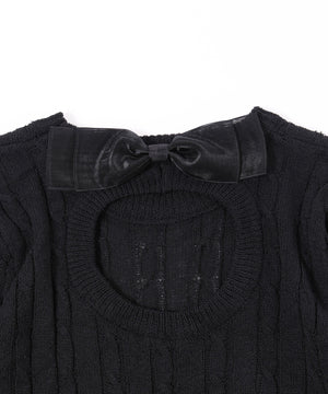 バックオープンリボンケーブルニット