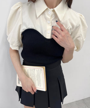 ビスチェデザイン半袖ブラウス