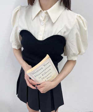 ビスチェデザイン半袖ブラウス