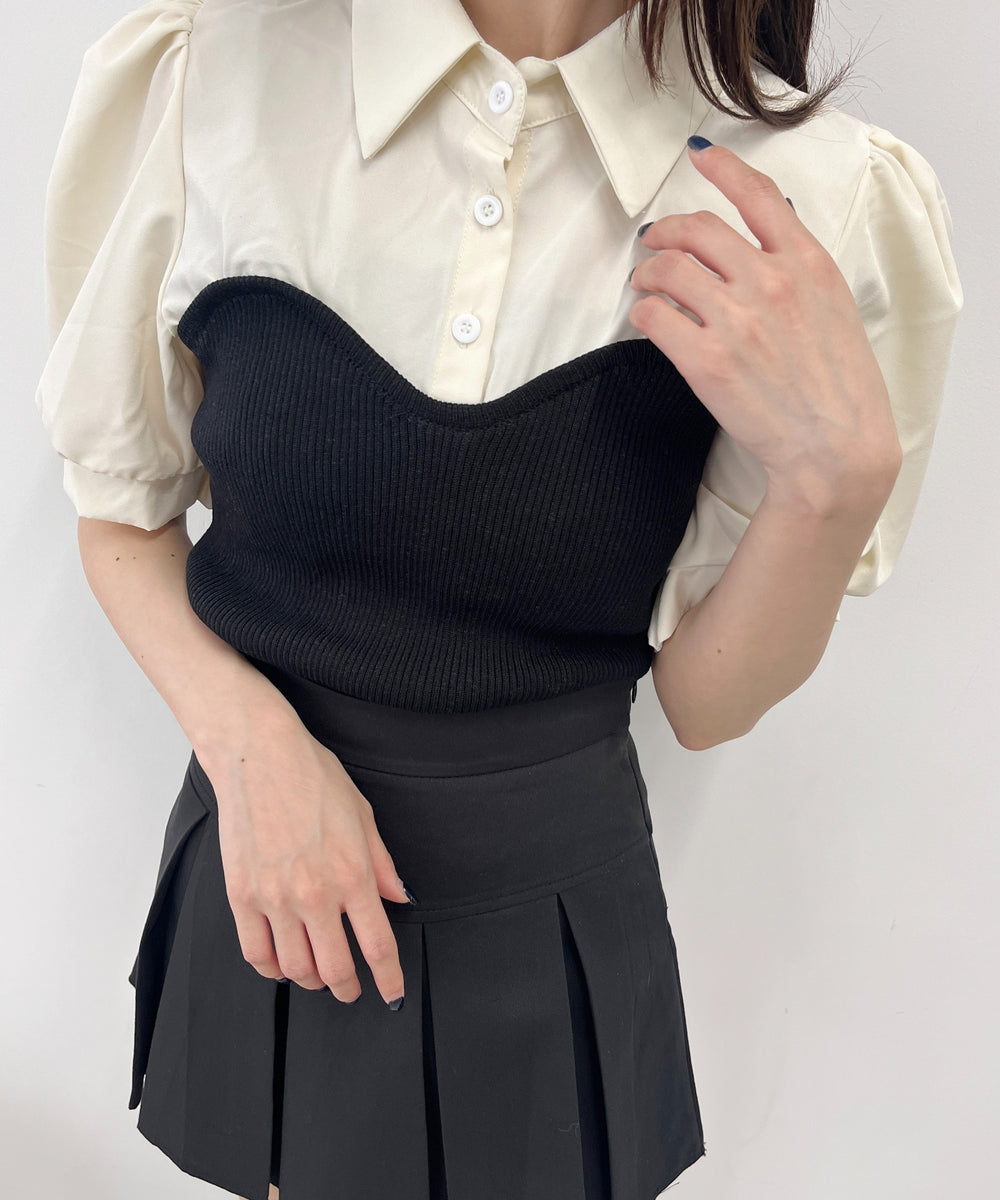 ビスチェデザイン半袖ブラウス