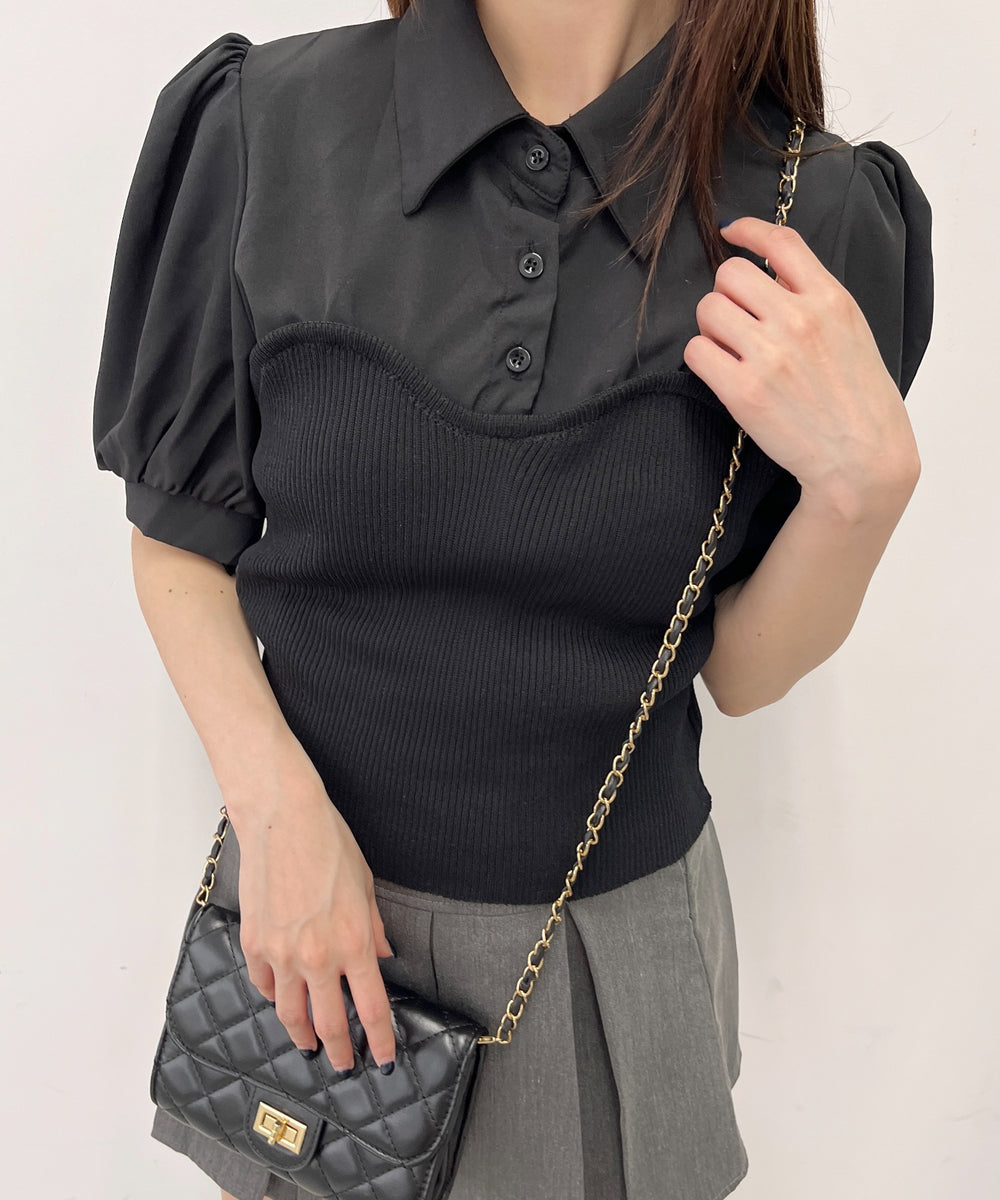 ビスチェデザイン半袖ブラウス