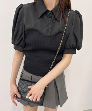 ビスチェデザイン半袖ブラウス