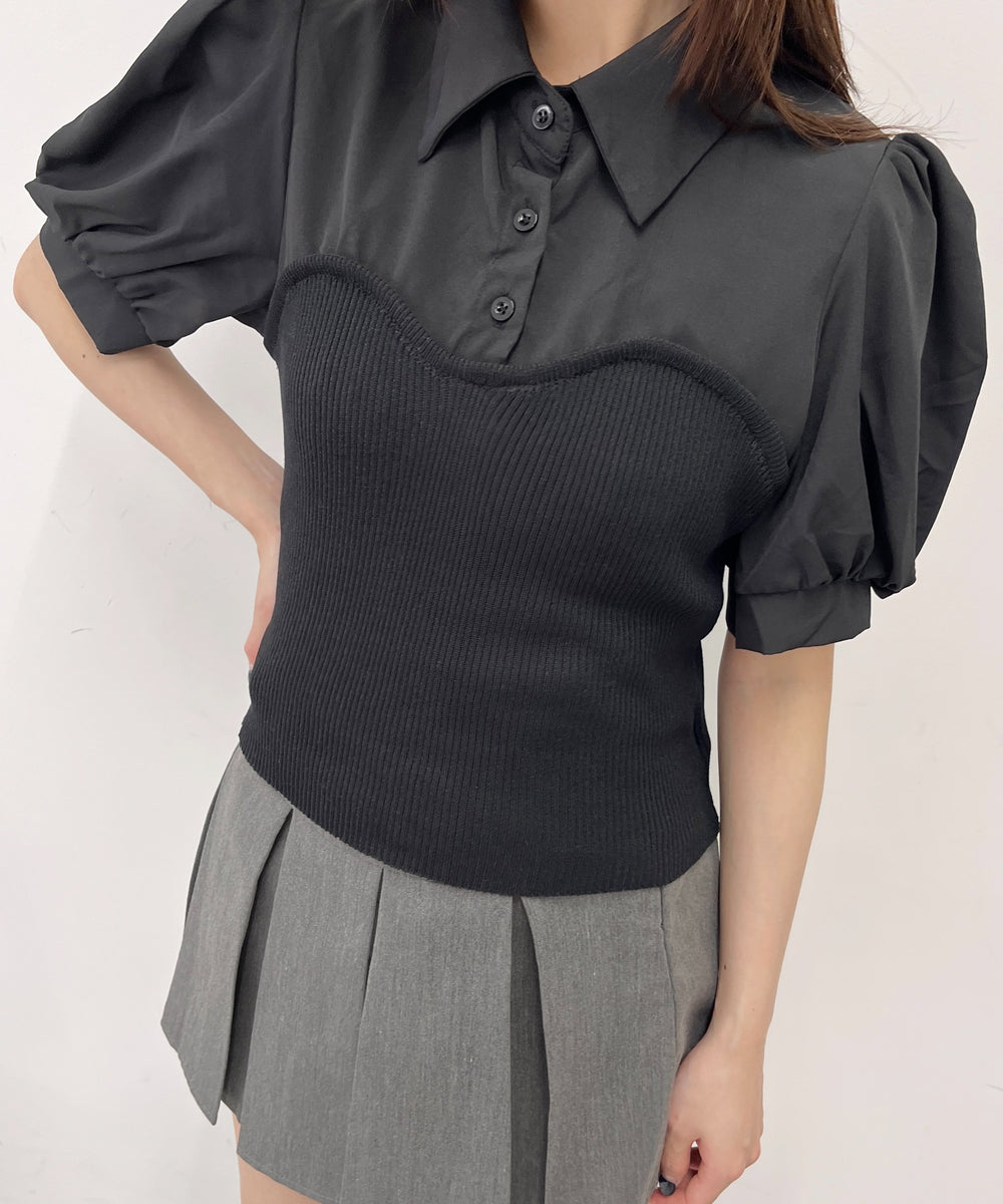 ビスチェデザイン半袖ブラウス